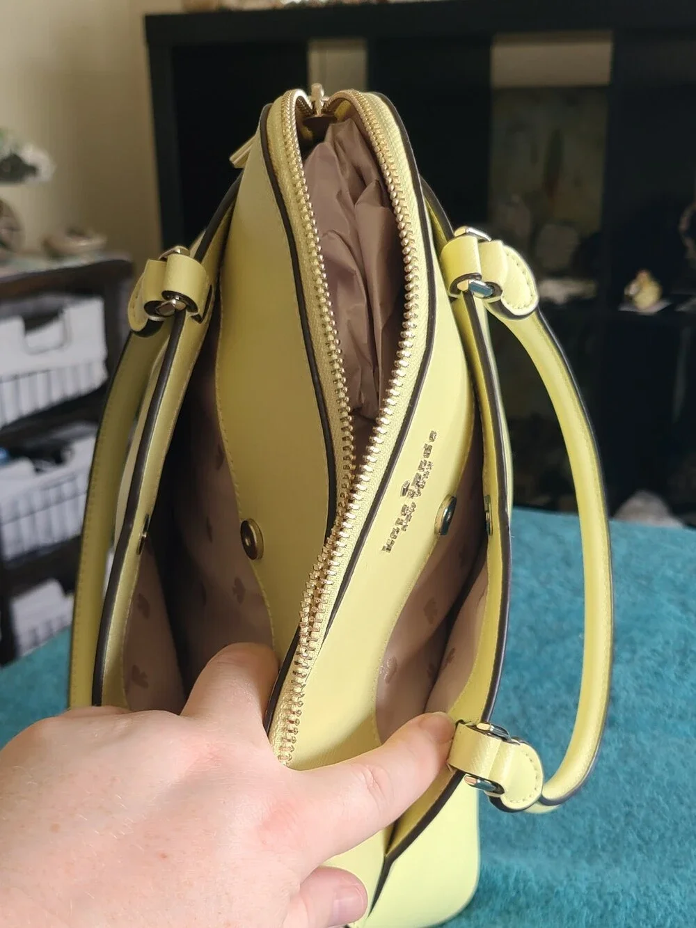 Kate Spade Payton Medium Dome Satchel in a yellow Frosty Lime